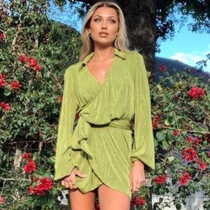 Princess Polly Green Long Sleeve Dress